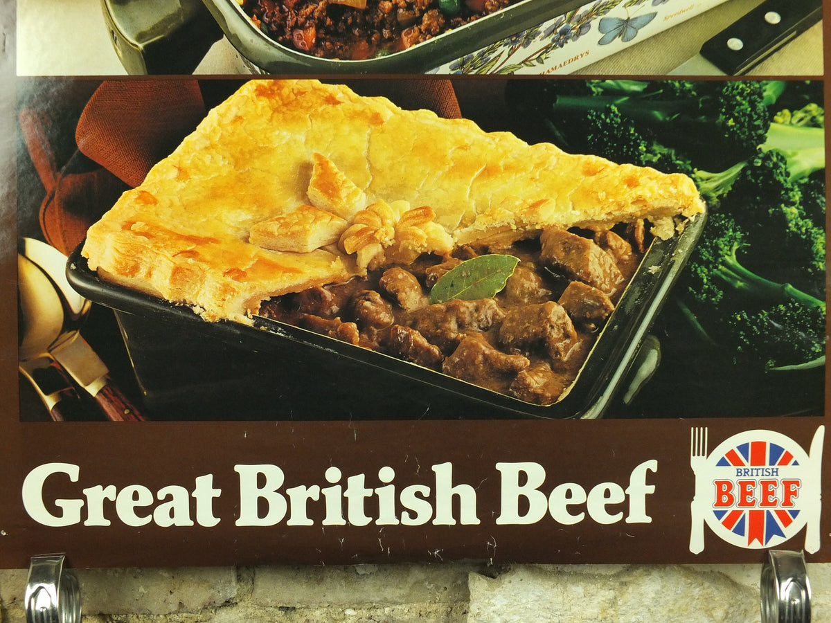 Vintage British Beef Poster, patriotic kitchenalia for your kitchen wall, wall art retro 1970s