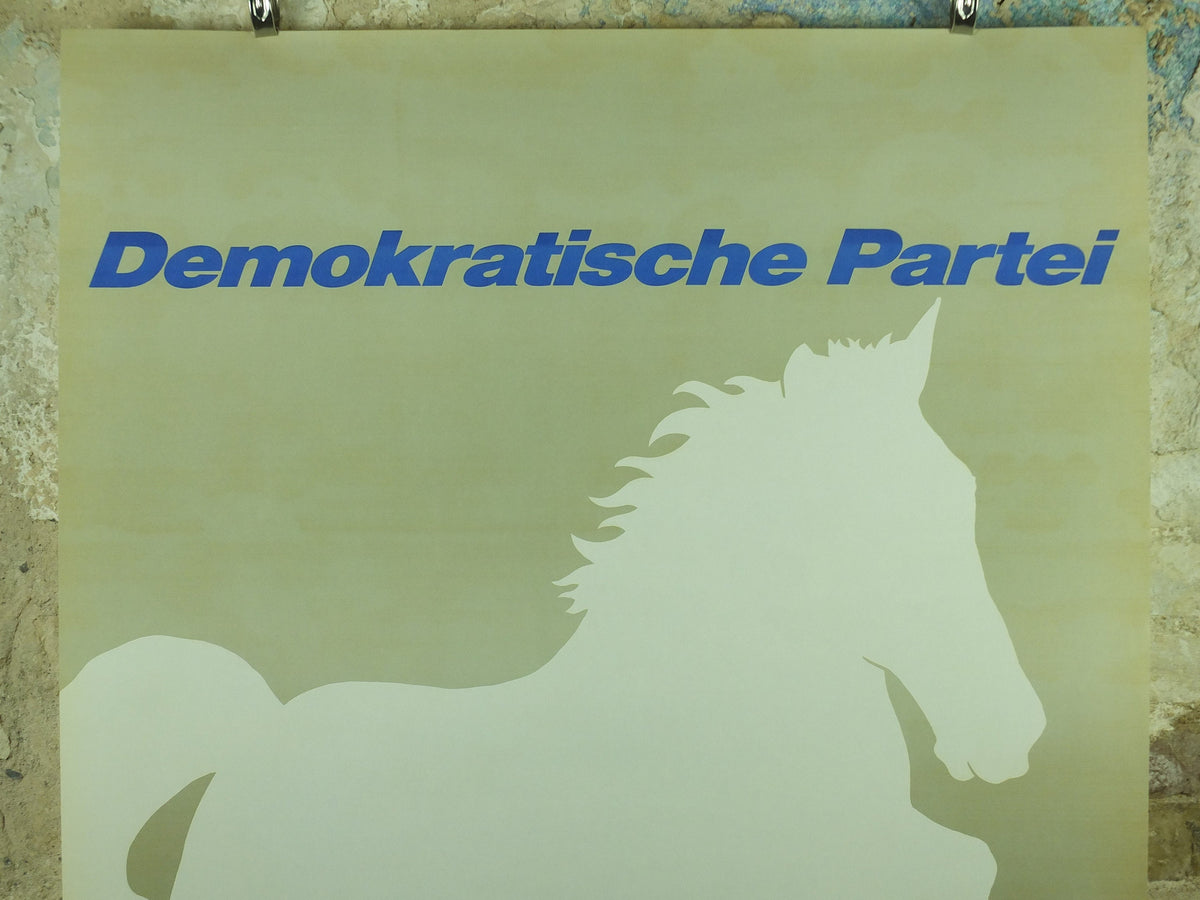 Vintage Democratic Political Poster, jumping horse, powerful and energetic, 1966 political campaign poster, wall art retro 1960s