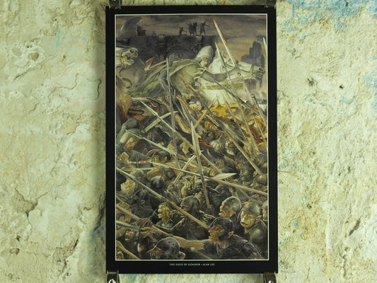 2002 Siege of Gondor Poster, by Alan Lee, Minas Tirith, Vintage Tolkien Lord of the Rings Battle of the Pelennor Fields print wall art decor