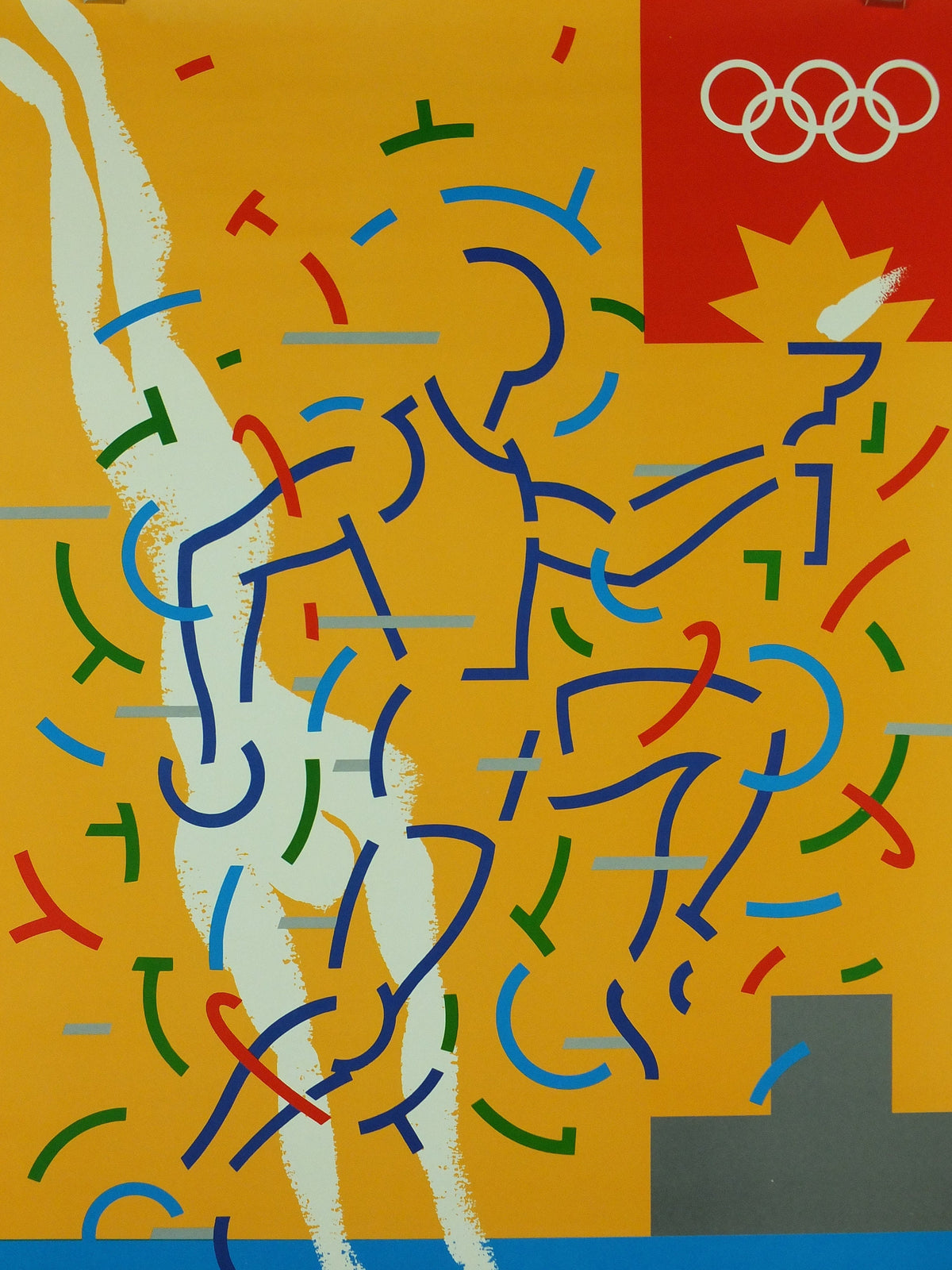 Vintage Barcelona Olympic Poster, Diving and Aquatics by Alonso / Ayguade, 1992, XXV Olympiad, post modern, sport wall art 1990s