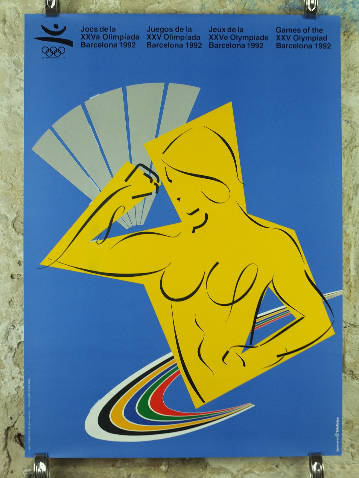 Vintage Barcelona Olympic Poster, Relay Track and Field by Ricard Badia, 1992, XXV Olympiad, post modern, sport wall art 1990s