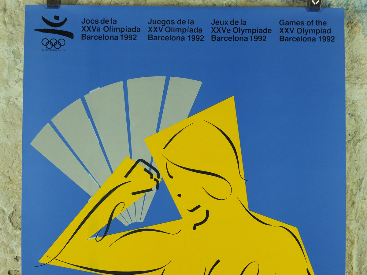 Vintage Barcelona Olympic Poster, Relay Track and Field by Ricard Badia, 1992, XXV Olympiad, post modern, sport wall art 1990s