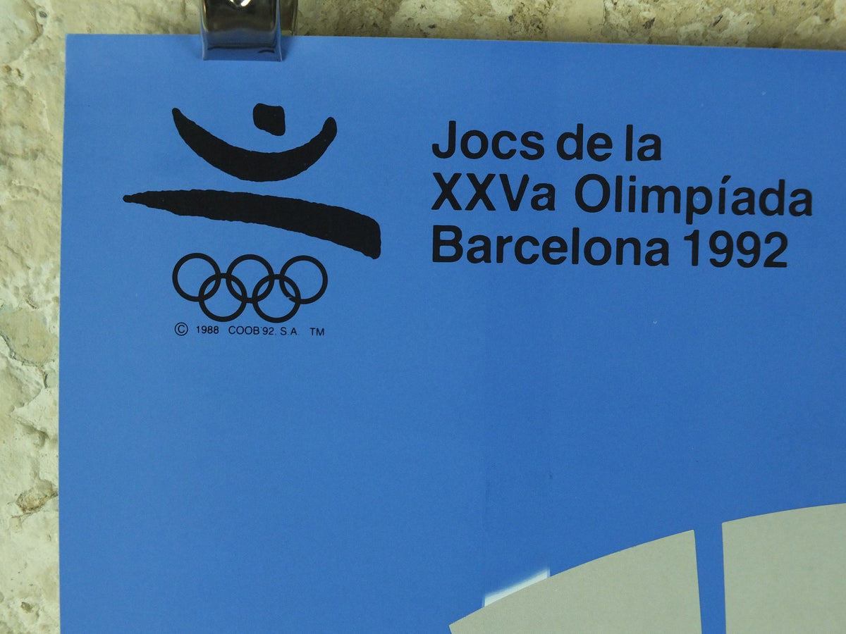Vintage Barcelona Olympic Poster, Relay Track and Field by Ricard Badia, 1992, XXV Olympiad, post modern, sport wall art 1990s