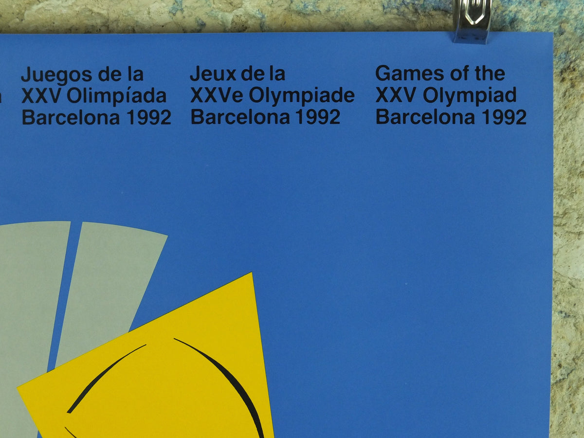 Vintage Barcelona Olympic Poster, Relay Track and Field by Ricard Badia, 1992, XXV Olympiad, post modern, sport wall art 1990s