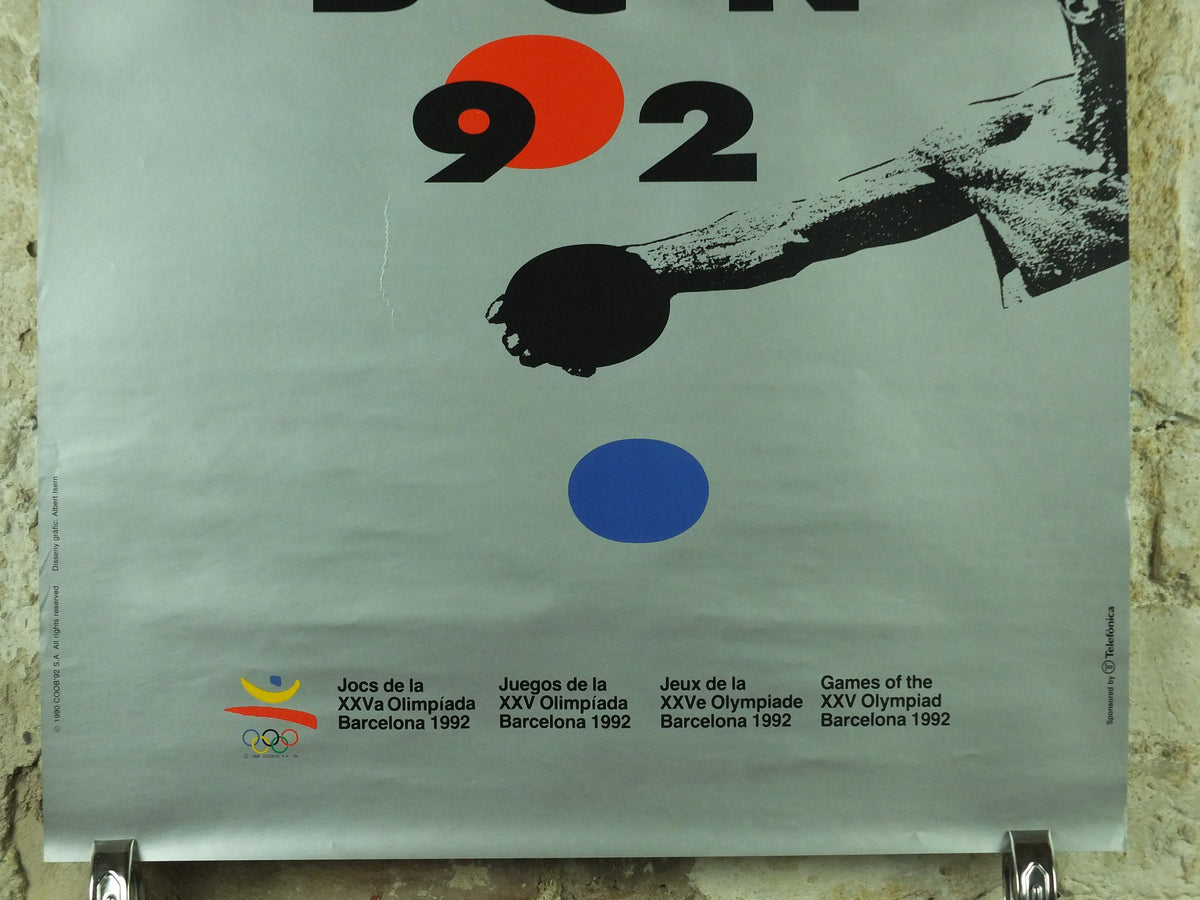 Vintage Barcelona Olympic Poster, Discus by Albert Isern, 1992, XXV Olympiad, post modern, sport wall art 1990s