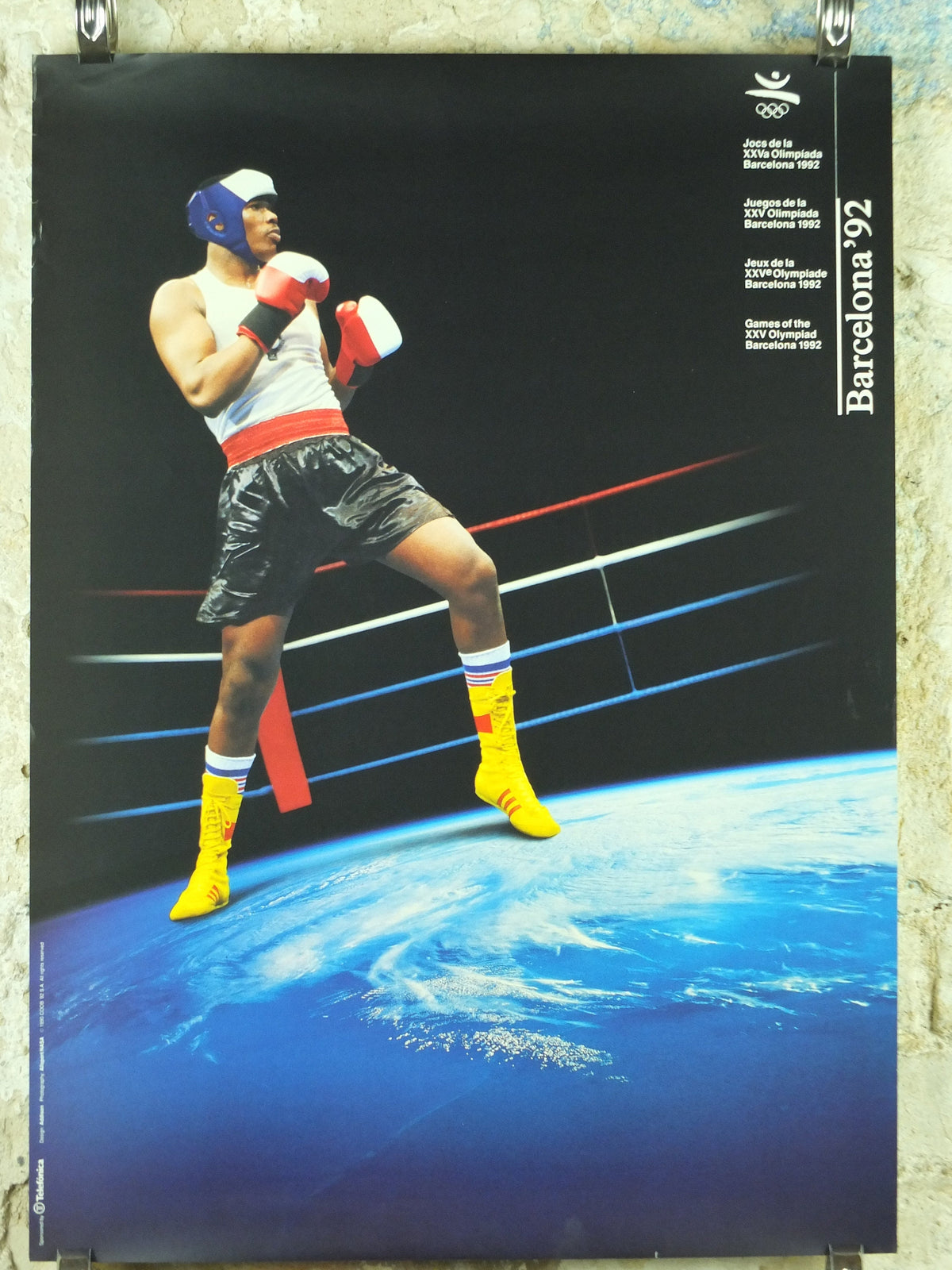 Vintage Barcelona Olympic Poster, Boxing by Addison Allsport / NASA, 1992, XXV Olympiad, post modern, sport wall art 1990s