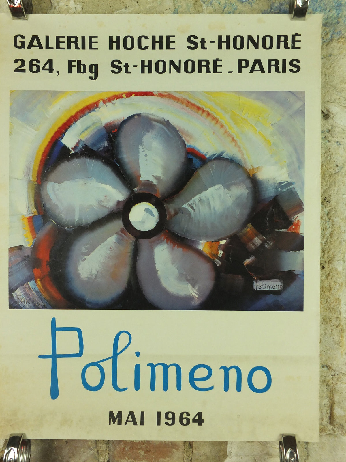 Vintage Paolo Polimeno Poster, 1964 Paris exhibition, Iranian painter, wall art, 1960s
