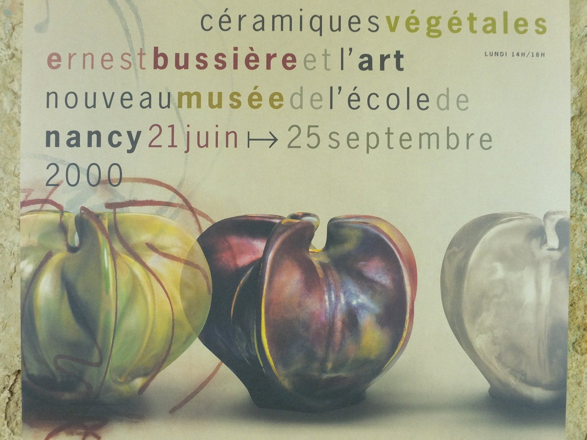 Vintage Ecole de Nancy Poster, Ceramic Vegetables by Ernest Bussiere, art nouveau, 2000 exhibition, La Ville de Nancy, ceramiques vegetales