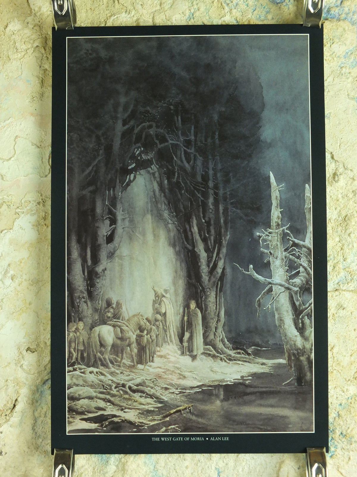 1999 The West Gate of Moria Poster, Khazad-dum by Alan Lee, Vintage Lord of the Rings, J.R.R. Tolkien, Fellowship Ring, print wall art decor