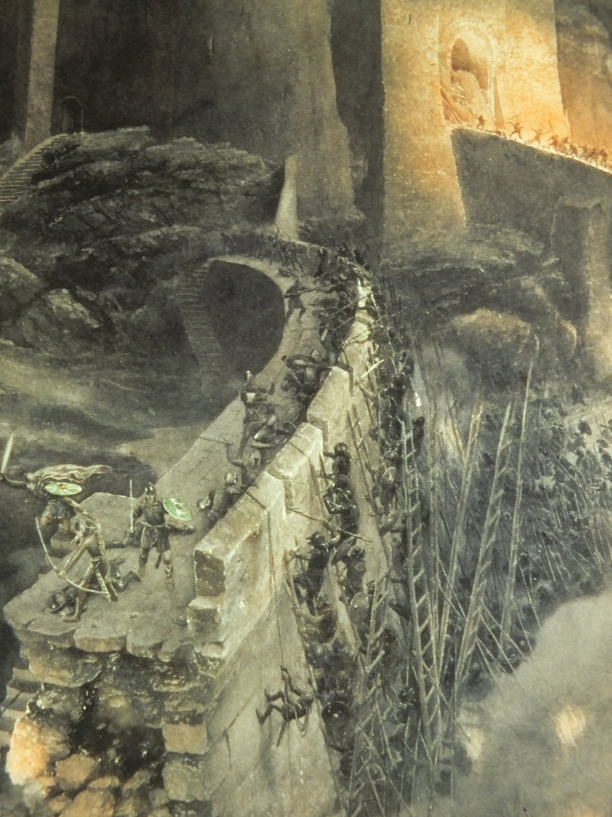 1999 Battle of the Hornburg Poster, by Alan Lee, Helms Deep Rohan, Vintage Lord of the Rings, Tolkien, illustration print wall art decor