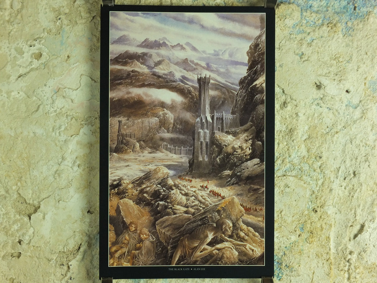 1999 The Black Gate Poster, by Alan Lee, Into Mordor, Vintage Lord of the Rings, Tolkien, Return of King, illustration print wall art decor