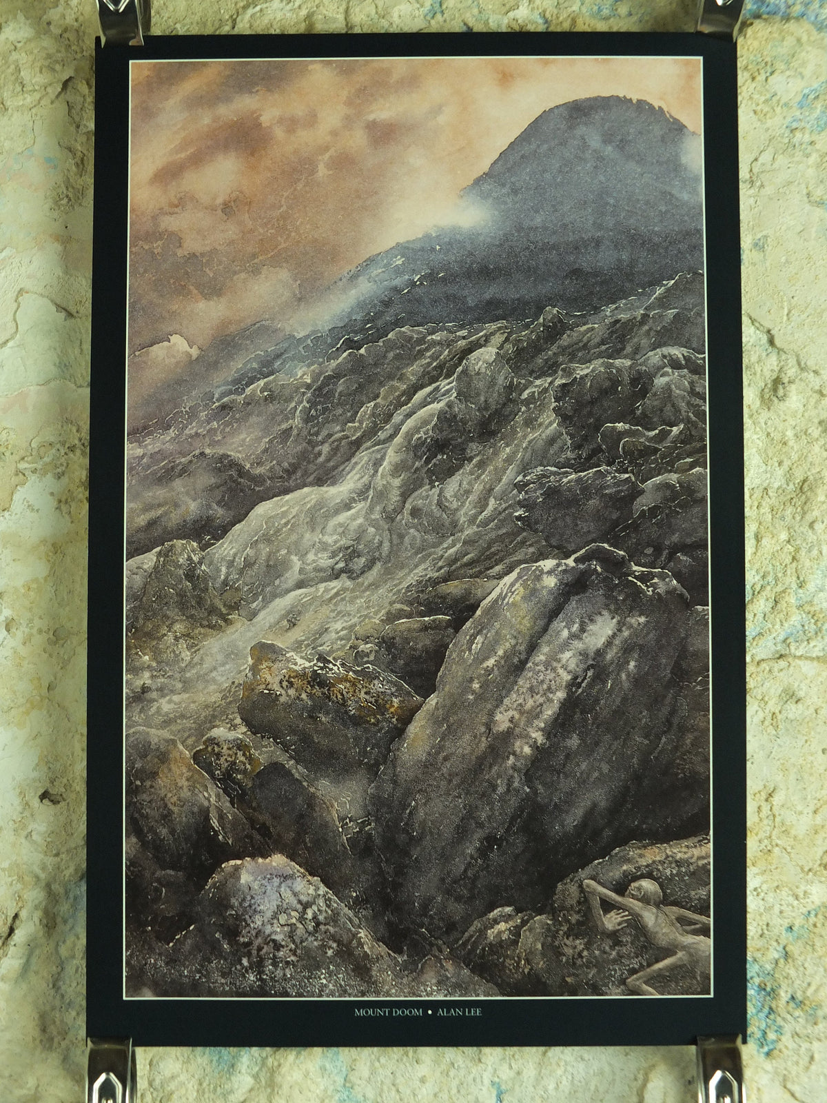 1999 Mount Doom Poster, by Alan Lee, Gollum in Mordor, Vintage Lord of the Rings, Tolkien Return of King illustration print wall art decor