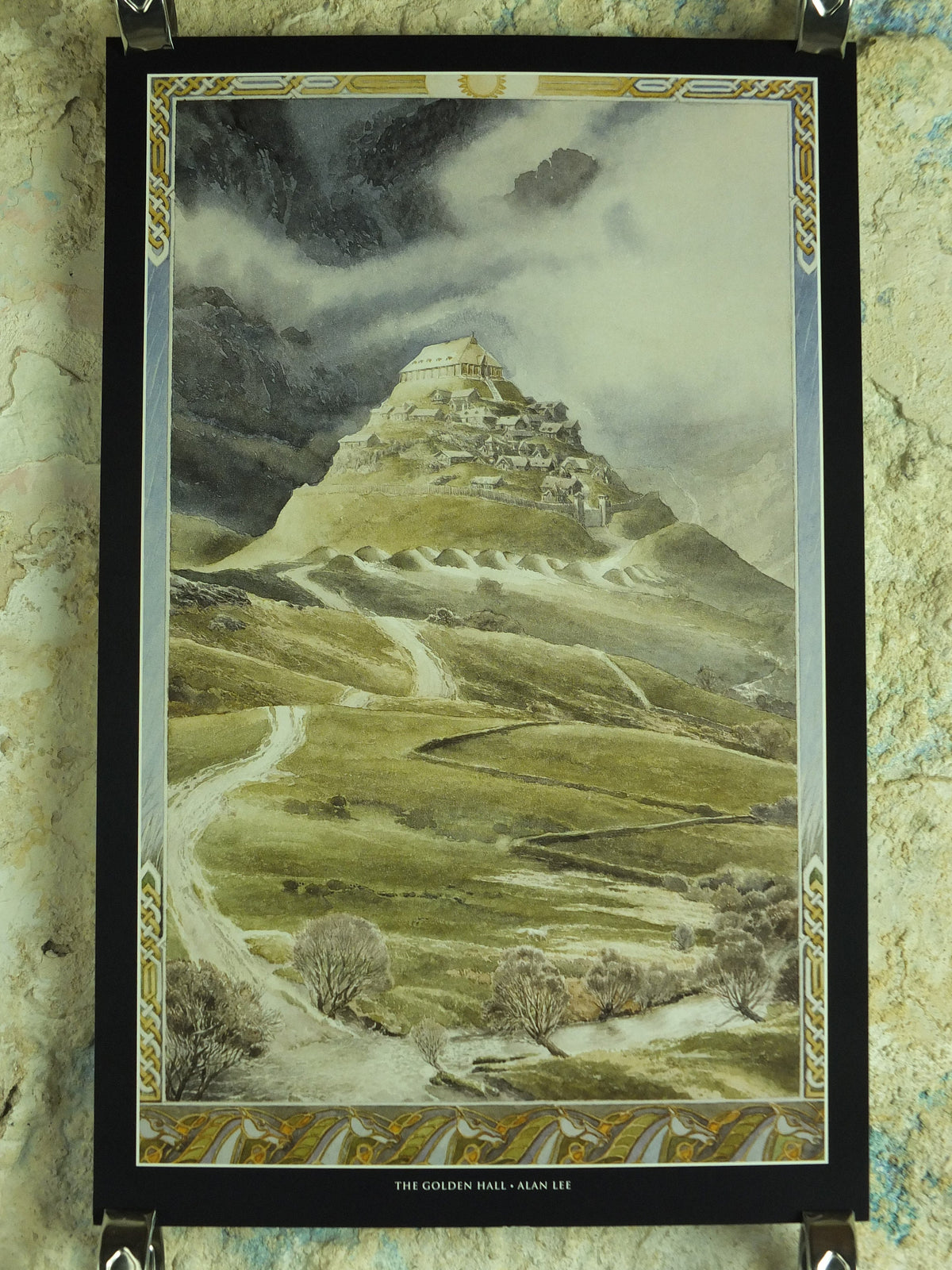 2002 Edoras the Golden Hall Poster, by Alan Lee, Vintage JRR Tolkien Lord of the Rings, Rohan, Two Towers, illustration print wall art decor