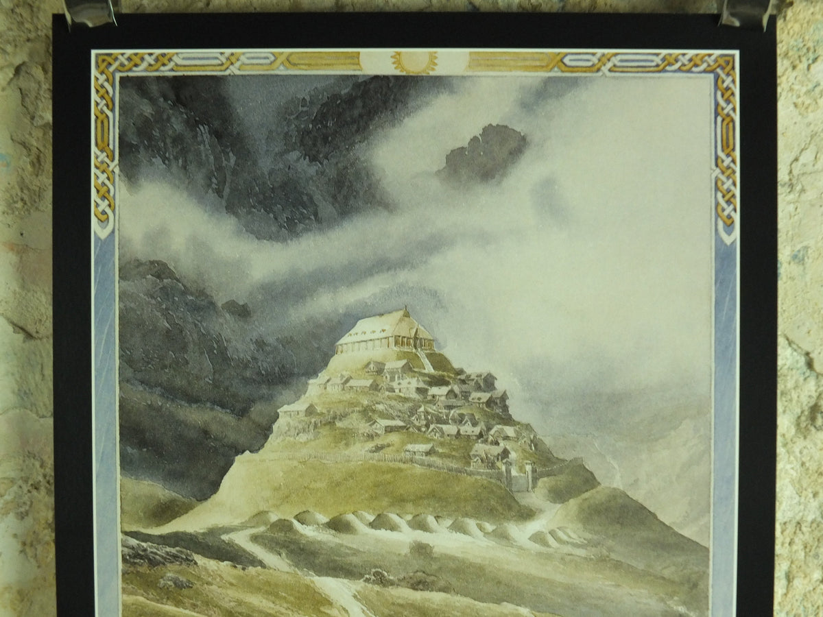2002 Edoras the Golden Hall Poster, by Alan Lee, Vintage JRR Tolkien Lord of the Rings, Rohan, Two Towers, illustration print wall art decor