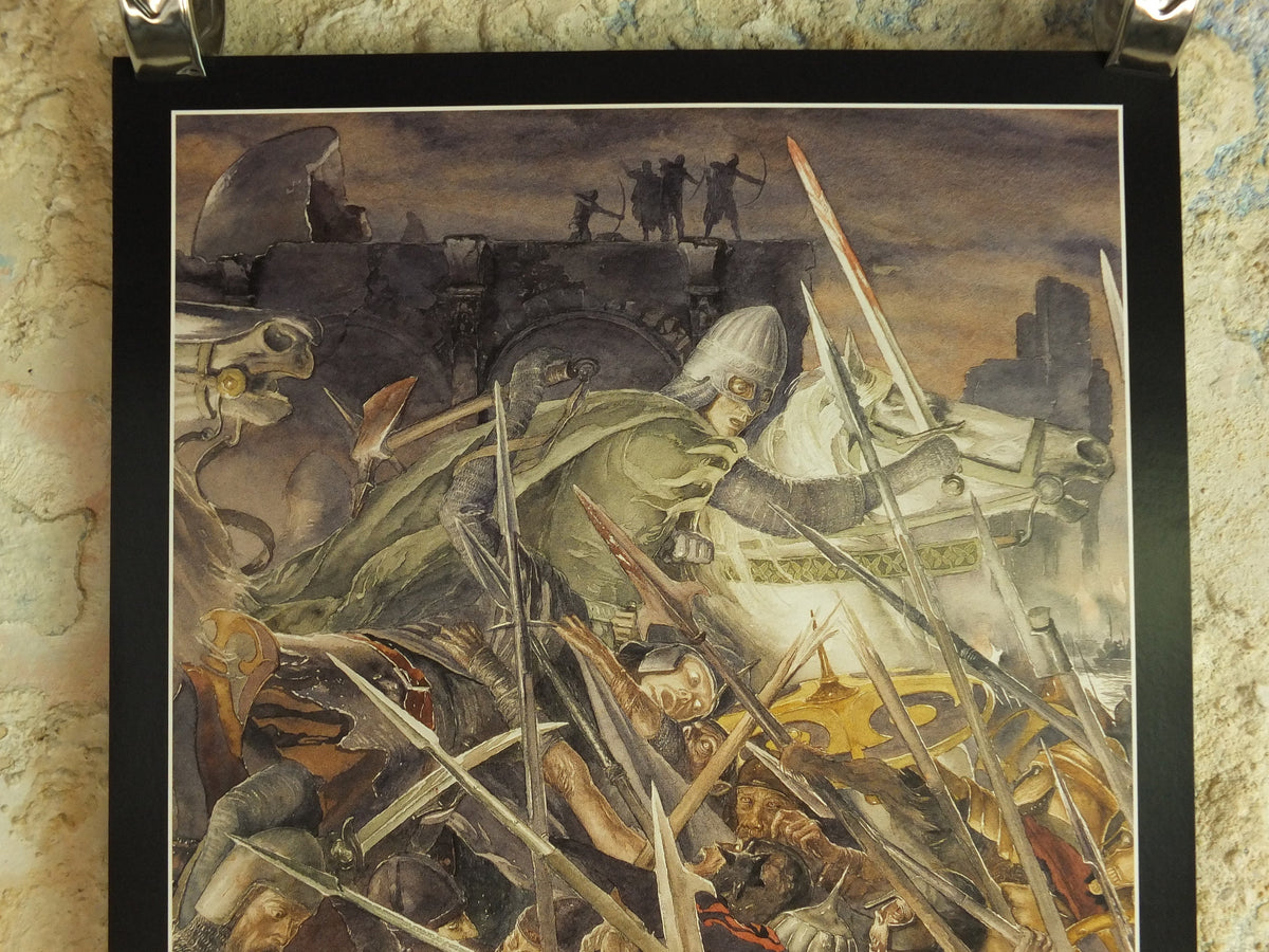 2002 Siege of Gondor Poster, by Alan Lee, Minas Tirith, Vintage Tolkien Lord of the Rings Battle of the Pelennor Fields print wall art decor