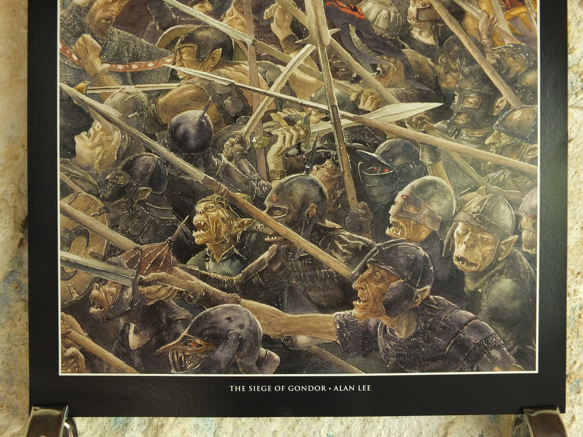2002 Siege of Gondor Poster, by Alan Lee, Minas Tirith, Vintage Tolkien Lord of the Rings Battle of the Pelennor Fields print wall art decor