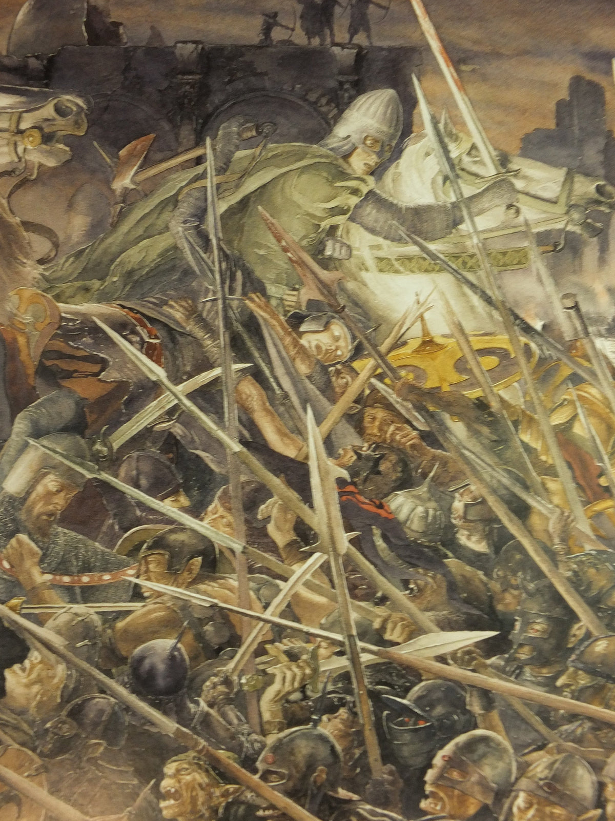 2002 Siege of Gondor Poster, by Alan Lee, Minas Tirith, Vintage Tolkien Lord of the Rings Battle of the Pelennor Fields print wall art decor
