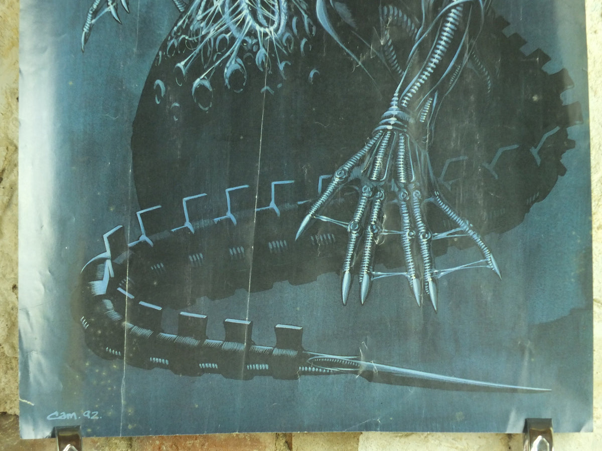 Vintage Aliens Poster, Drawing of the queen mother "Alien" by Cam 1992, wall art retro