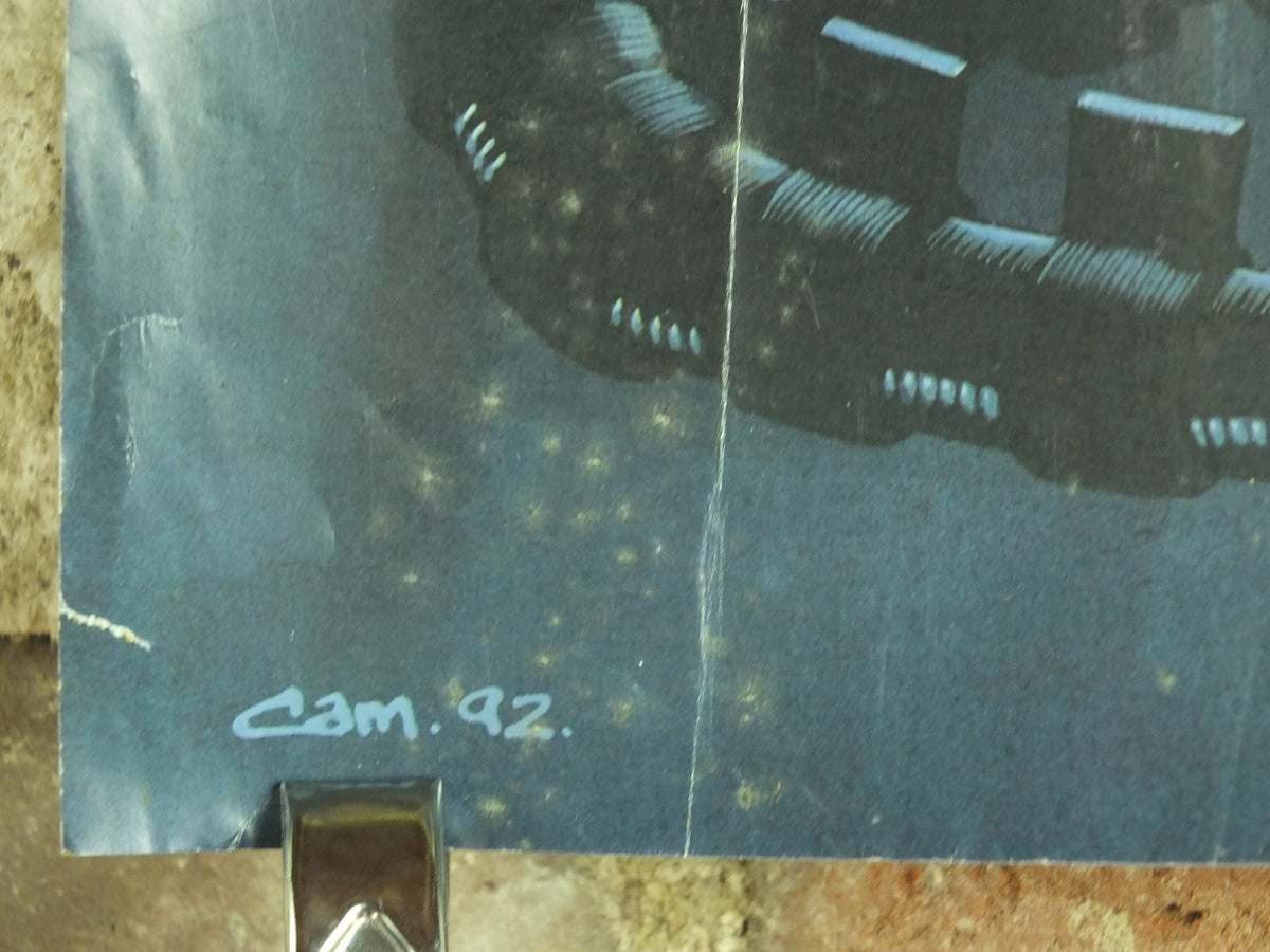 Vintage Aliens Poster, Drawing of the queen mother "Alien" by Cam 1992, wall art retro