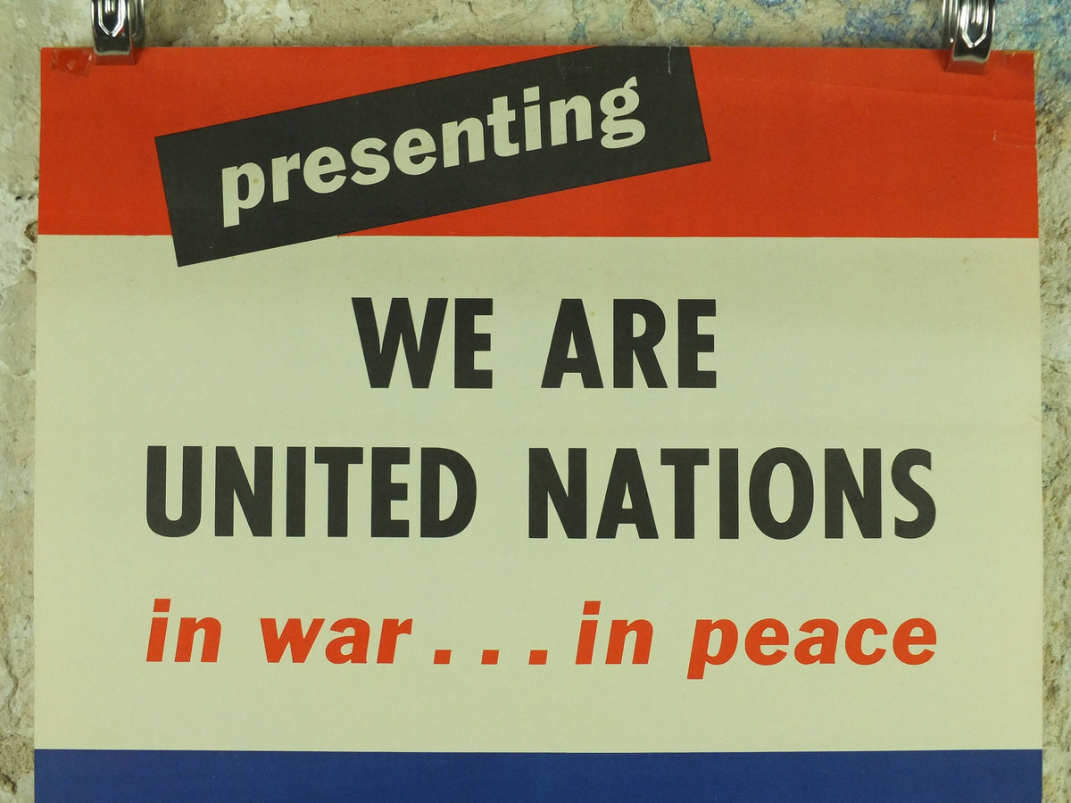 War and Peace Poster, United Nations, World War 2, 1944, We are the United Nations, supported by Life Magazine, wall art