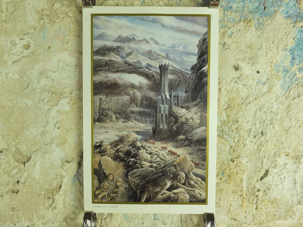 1994 The Black Gate Poster, by Alan Lee, Vintage Lord of the Rings, Tolkien Centenary, Return of the King, illustration print wall art decor