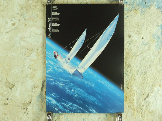 Original Vintage Olympic Spanish Barcelona 1992 Sailing Poster 470 yachting class match fleet race boat Olympiad sport wall art 1990s