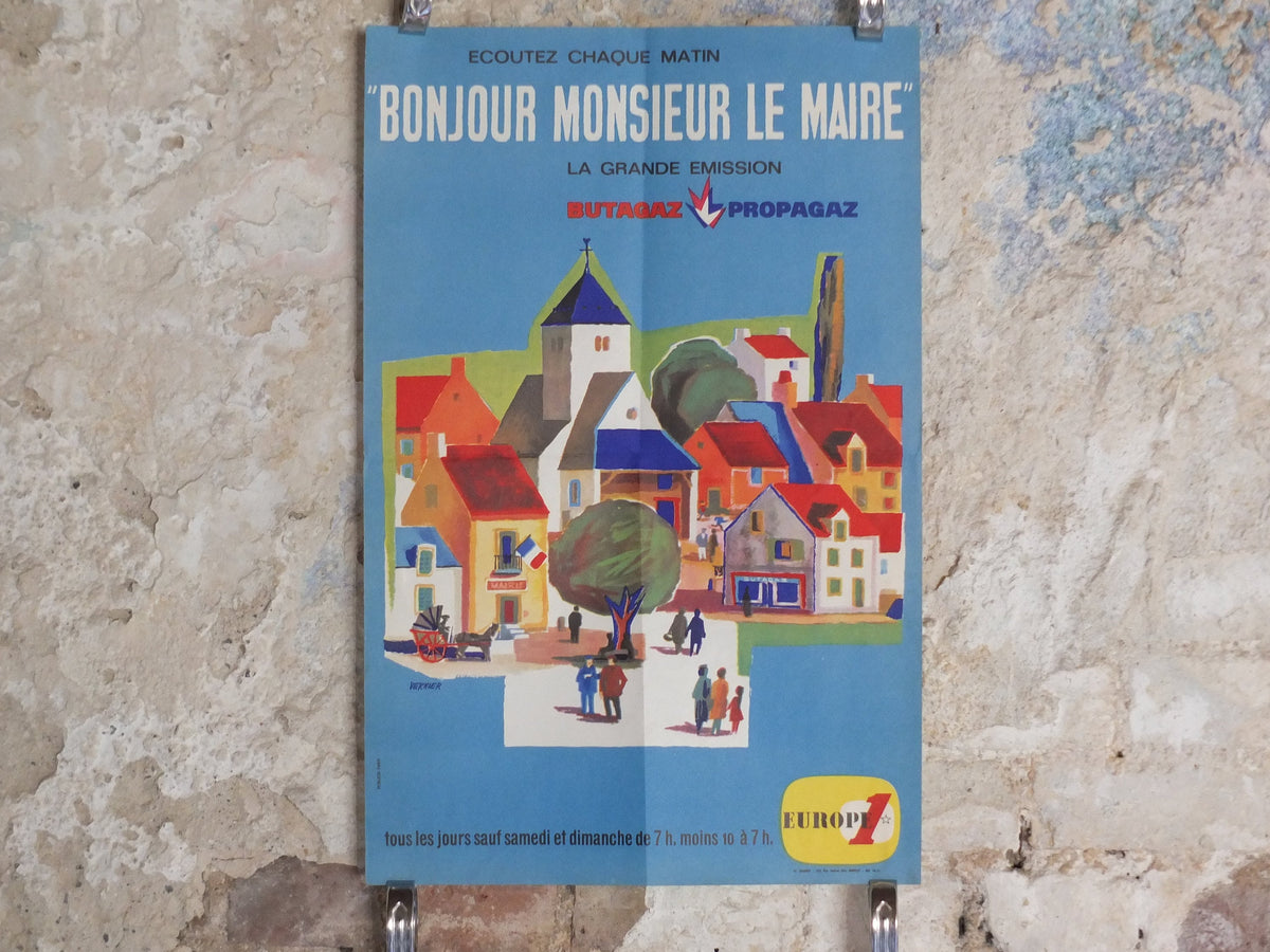 Original Vintage French Butagaz Propagaz gas poster advertising cylinder home heating Vernier industrial art wall interior design 1970s