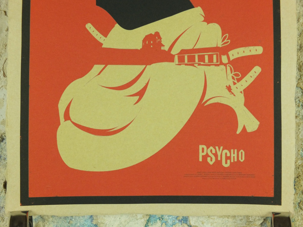 Psycho Movie Poster, Alfred Hitchcock, Anthony Perkins & Janet Leigh, wall art, horror mystery suspense, cinema memorabilia