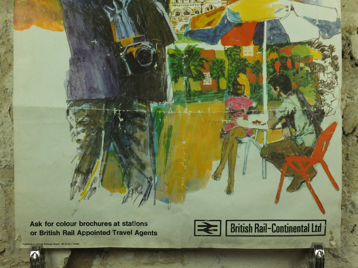 Vintage 1970s British Rail Ski Poster, Winter Fun & Sun, travel tourism skiing, wall art