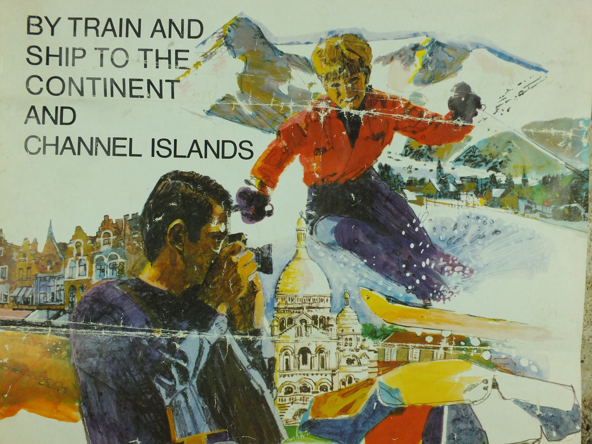 Vintage 1970s British Rail Ski Poster, Winter Fun & Sun, travel tourism skiing, wall art