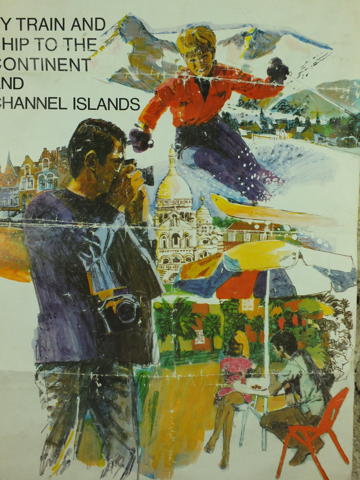 Vintage 1970s British Rail Ski Poster, Winter Fun & Sun, travel tourism skiing, wall art