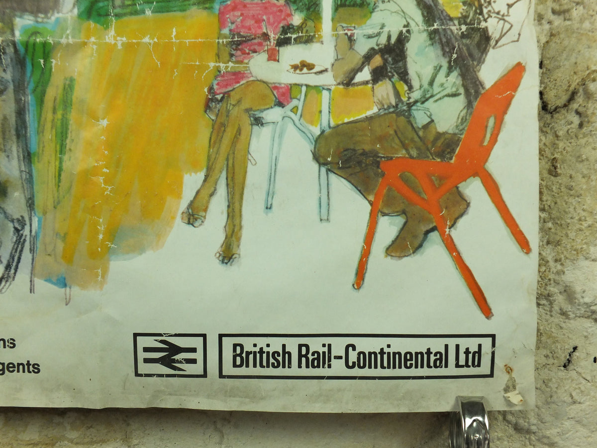 Vintage 1970s British Rail Ski Poster, Winter Fun & Sun, travel tourism skiing, wall art