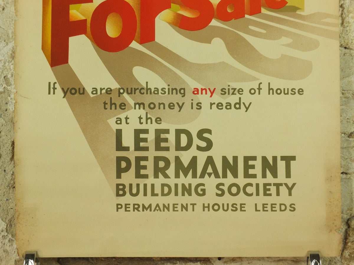 Vintage Leeds Building Society Poster, by Gerald Hood, art deco, For Sale, house and home, art nouveau Advertising wall art 1930s