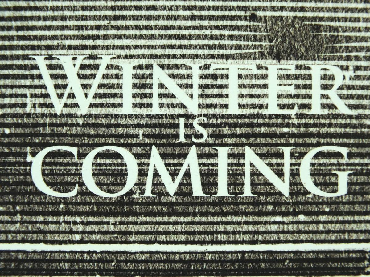 Vintage Game of Thrones House Stark Poster, Winter is Coming, Direwolf, A Song of Fire and Ice, illustration print wall art 1990s