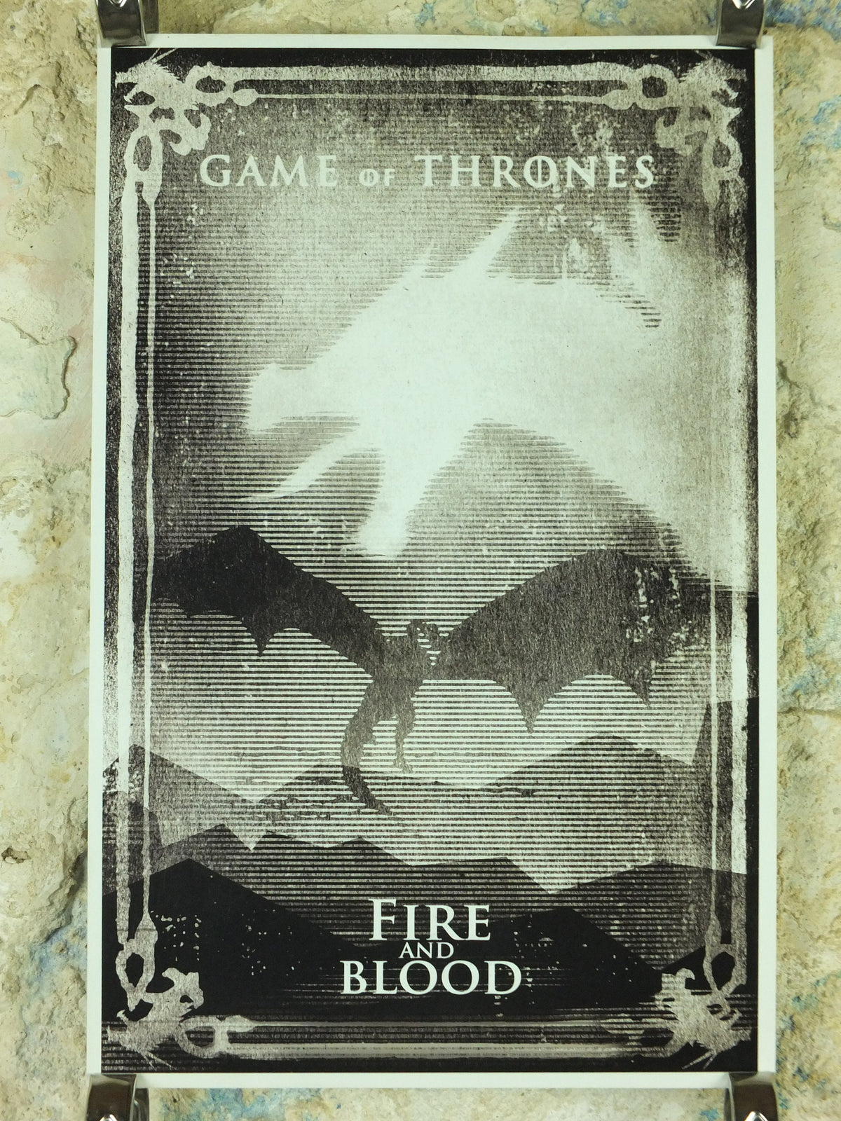 Vintage Game of Thrones House Targaryen Poster, Fire and Blood, Dragon, A Song of Fire and Ice, illustration print wall art 1990s