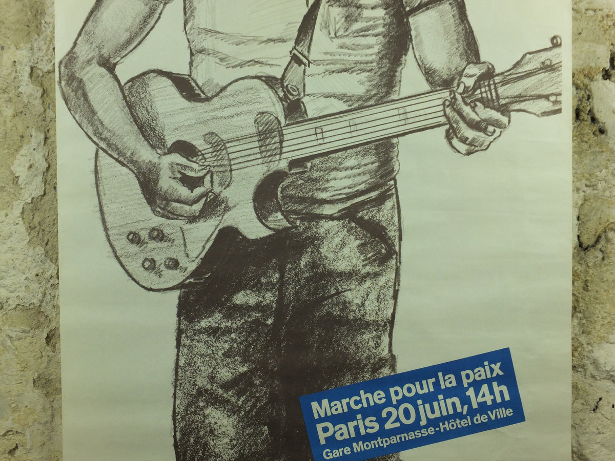 Bob Marley Poster, 1982 March for Peace in Paris, by Birga, Marche pour la Paix, Peace and Love, musical wall art