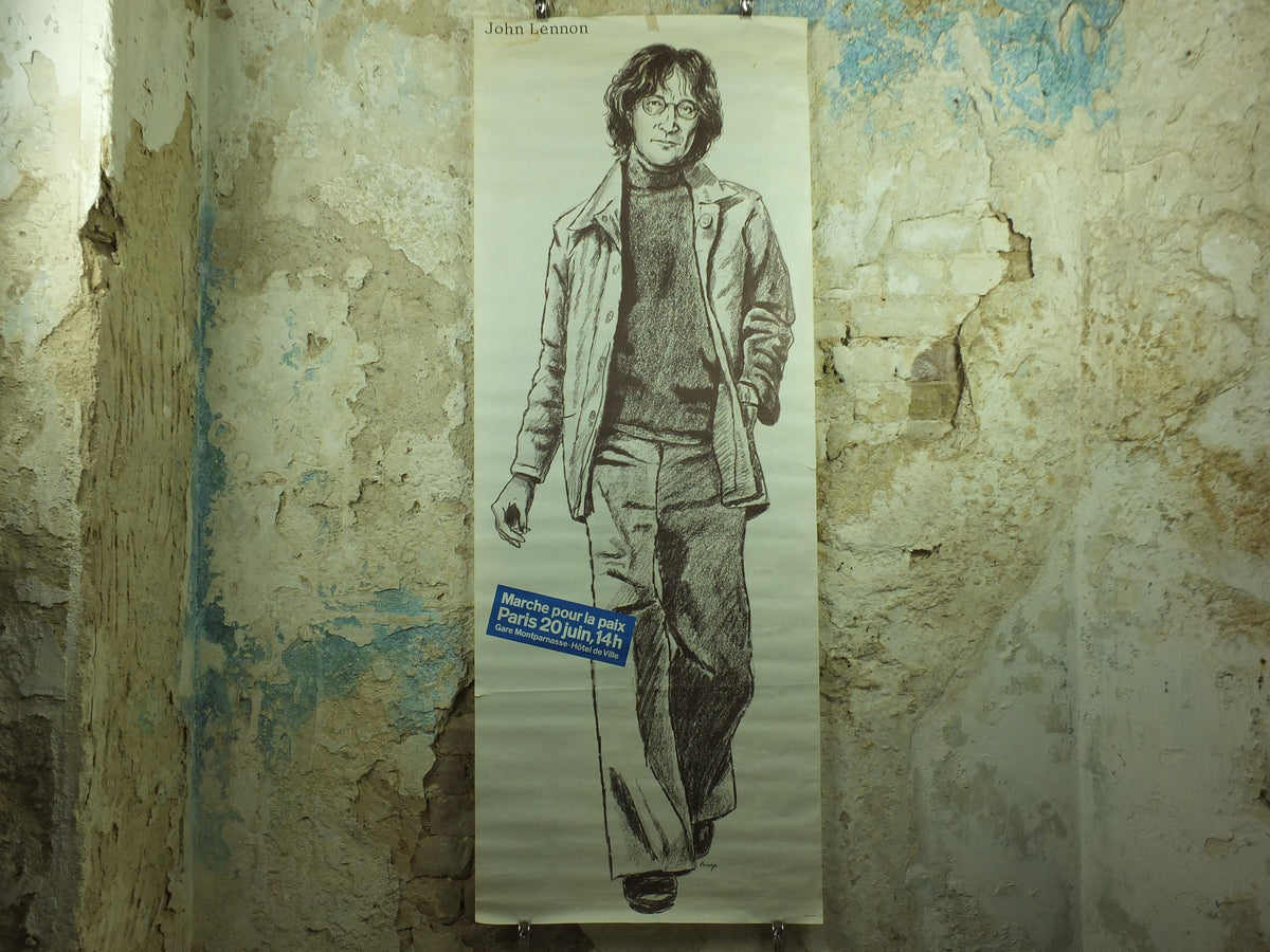 John Lennon Poster, 1982 March for Peace in Paris, by Birga, Marche pour la Paix, Peace and Love, Beatles, musical wall art