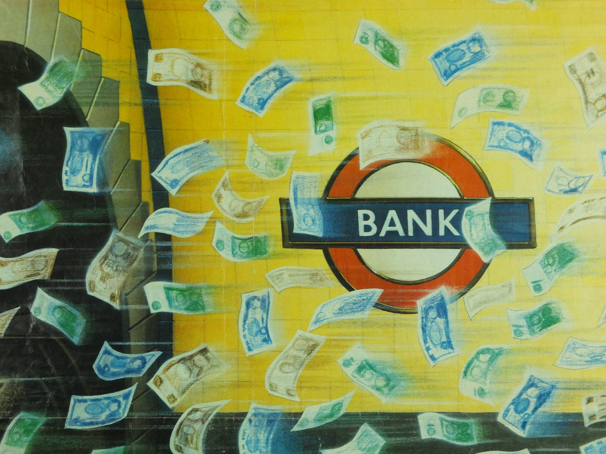 Vintage Tube London Underground Poster, 1980s Travelcard, authentic London history, travel and tourism tourist wall art