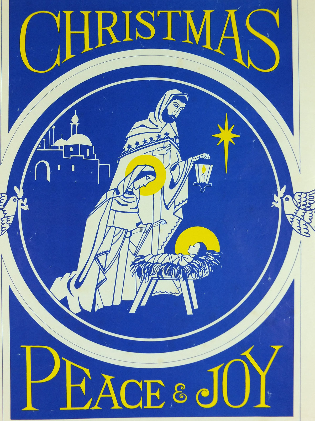 Christmas Nativity Poster, Peace and Joy, Jesus Mary and Joseph, Knights of Columba, Province 21, Burnley East Lancashire and Glasgow