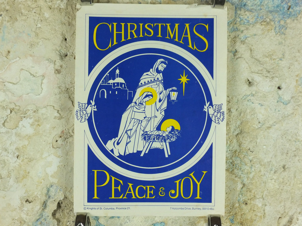 Christmas Nativity Poster, Peace and Joy, Jesus Mary and Joseph, Knights of Columba, Province 21, Burnley East Lancashire and Glasgow