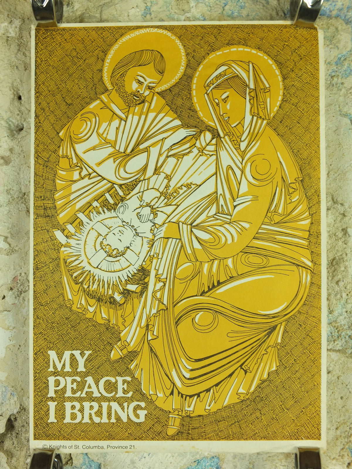 Christmas Nativity Poster, My Peace I Bring, Jesus Mary and Joseph, Knights of Columba, Province 21, Burnley East Lancashire and Glasgow