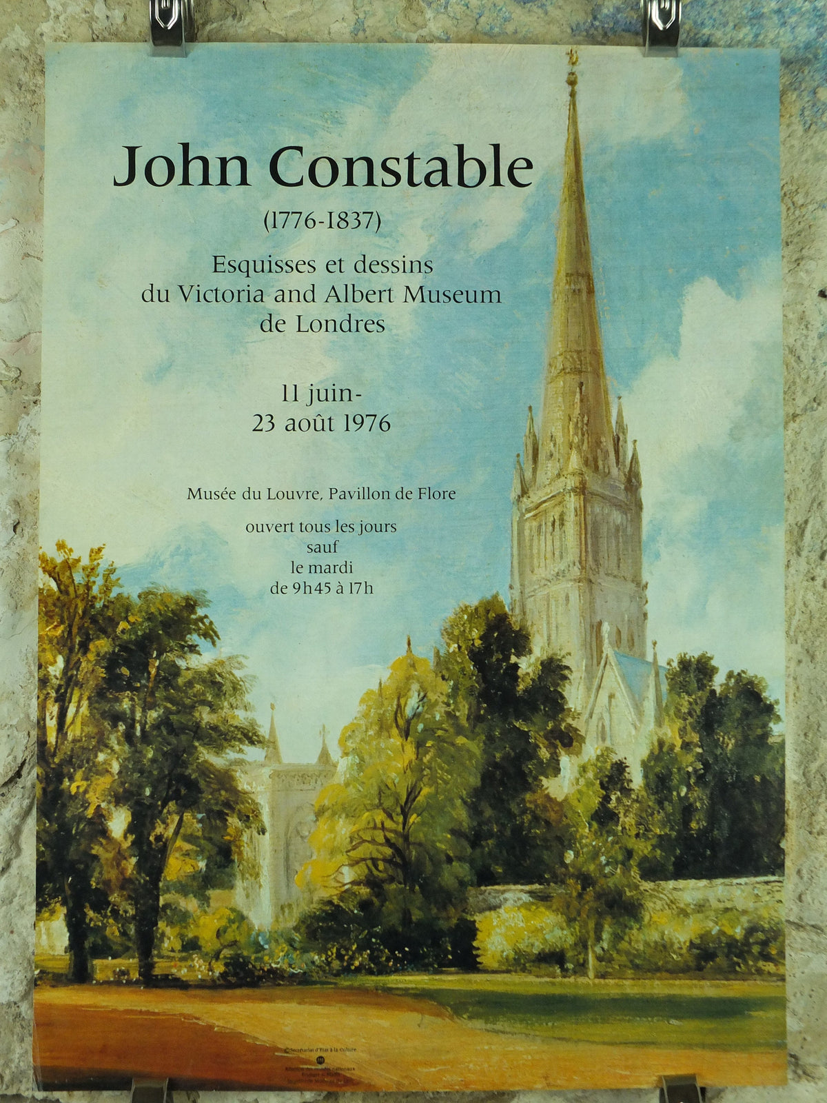 Vintage John Constable Poster, Louvre exhibition in 1976 from the Victoria & Albert Museum, gallery exhibition wall art