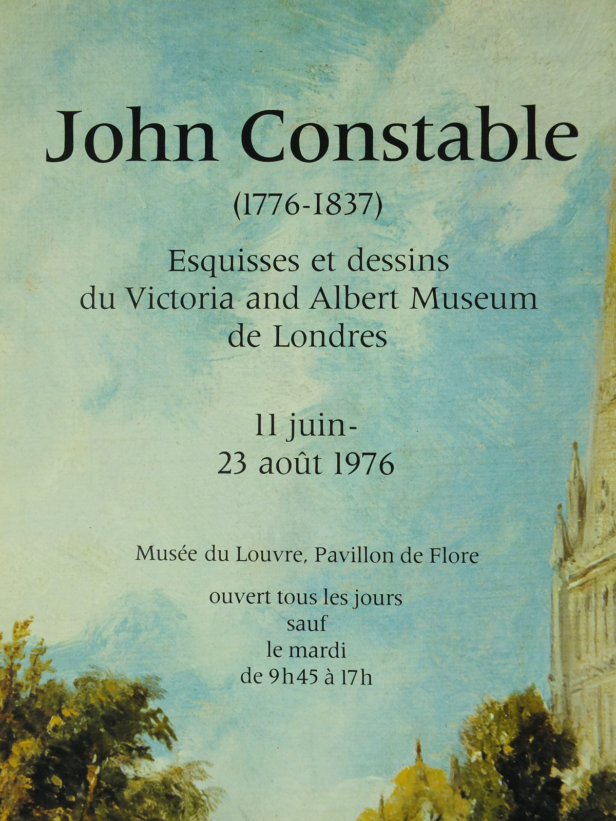 Vintage John Constable Poster, Louvre exhibition in 1976 from the Victoria & Albert Museum, gallery exhibition wall art