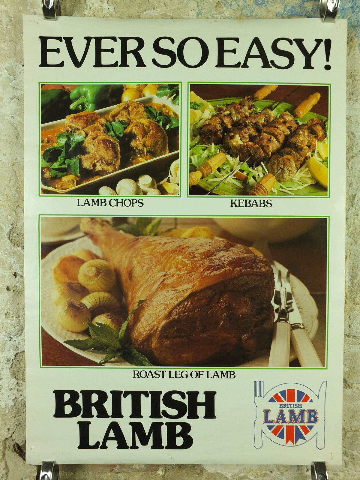 Vintage British Lamb Poster, patriotic kitchenalia for your kitchen wall, wall art retro 1970s