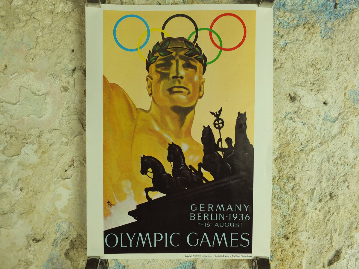 Vintage Olympic Games Berlin Germany Poster rings sports sport international summer wall art reprint 1970s