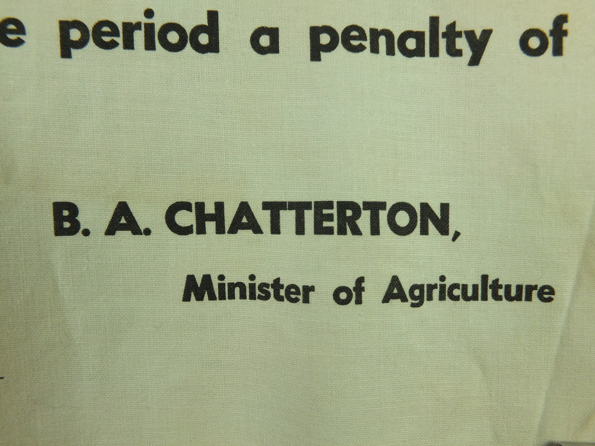 Vintage Australian Prevent Bush Fires Poster, 400 dollar fine, signed by B Chatterton, Minister for Agriculture wall art from the 1970s