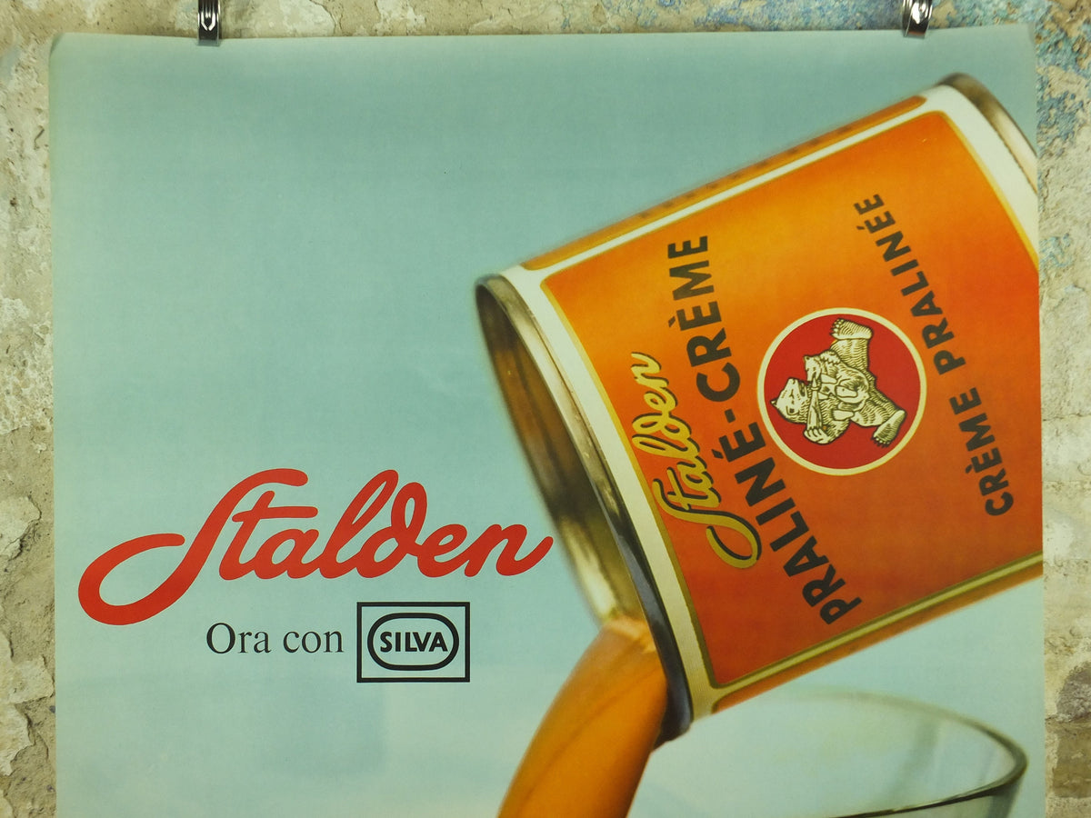 Vintage Swiss Chocolate and Praline Creme Poster, Stalden brand praline creme, 1962 advertising poster, by Weider, wall art retro 1960s