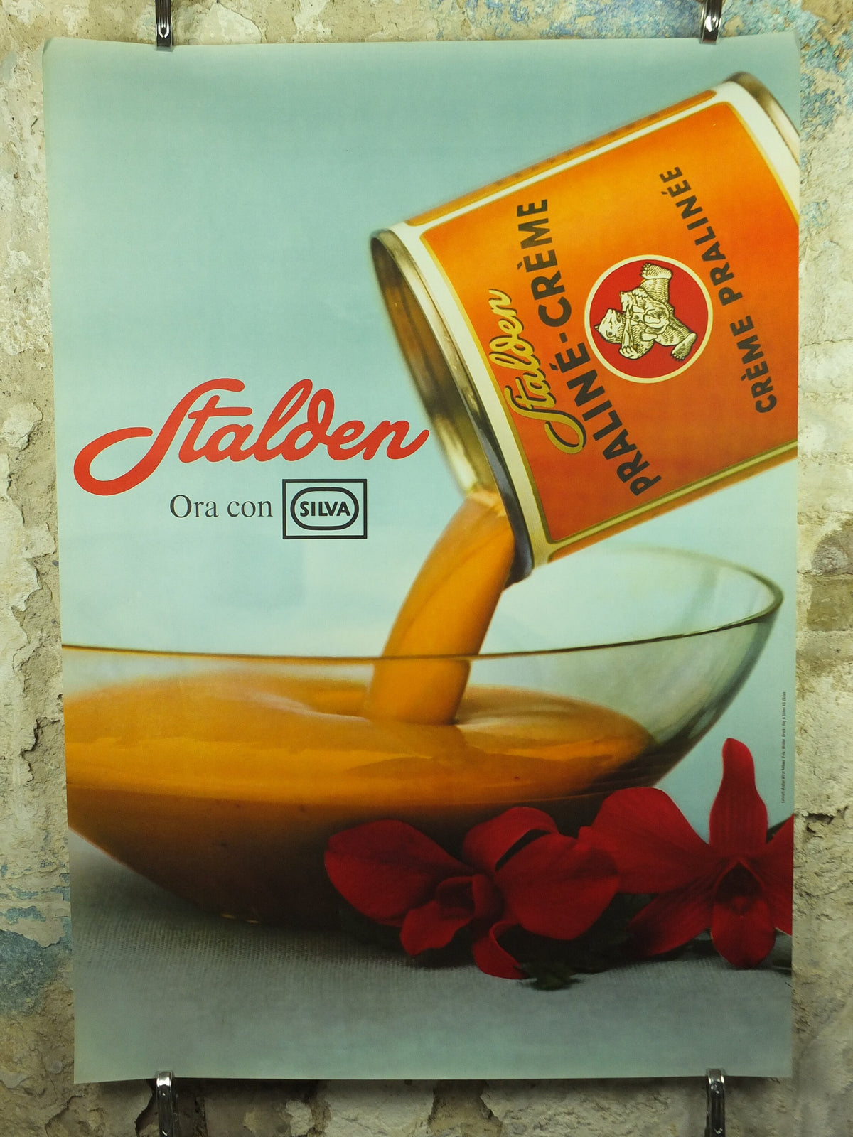 Vintage Swiss Chocolate and Praline Creme Poster, Stalden brand praline creme, 1962 advertising poster, by Weider, wall art retro 1960s