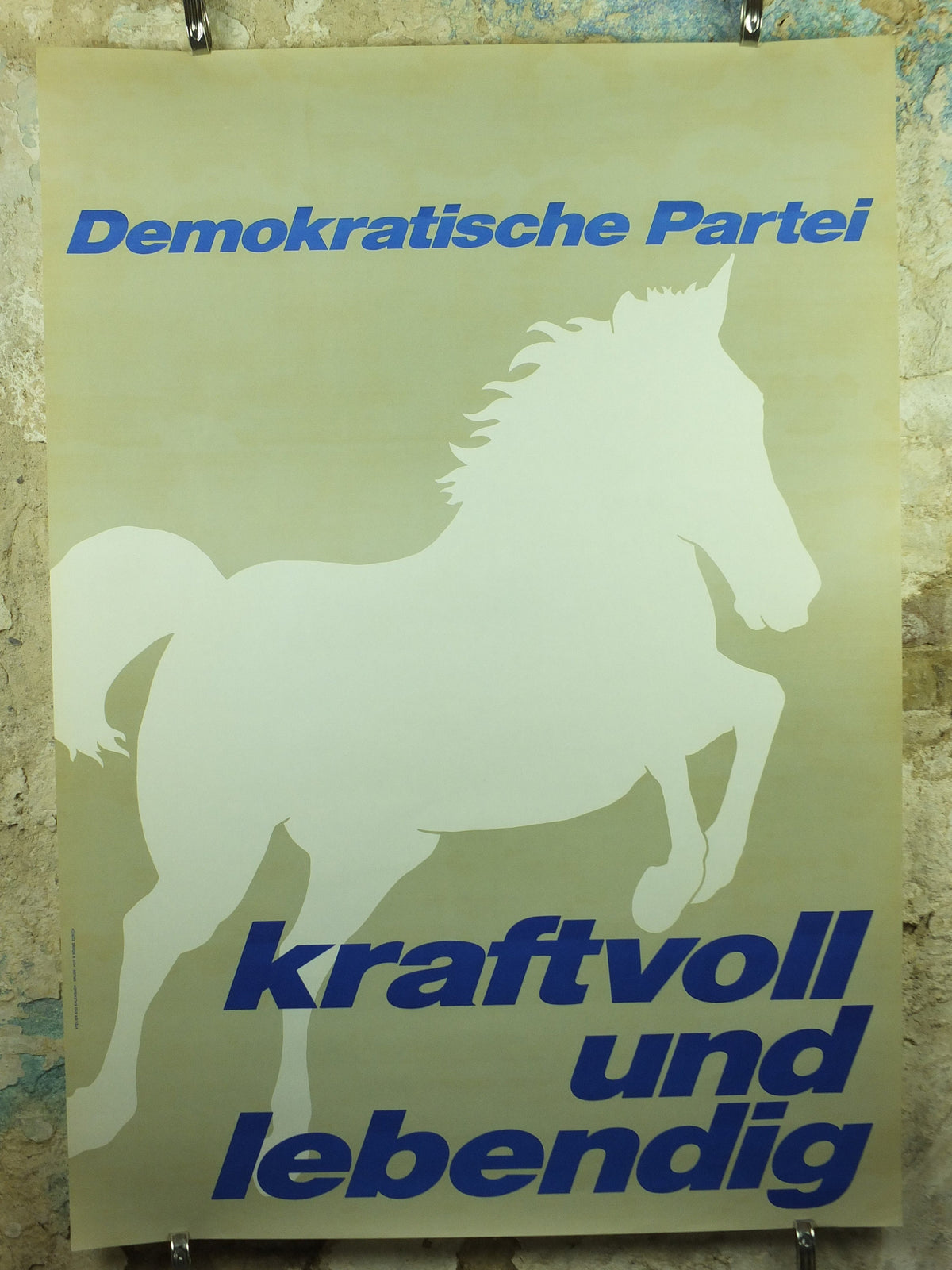 Vintage Democratic Political Poster, jumping horse, powerful and energetic, 1966 political campaign poster, wall art retro 1960s