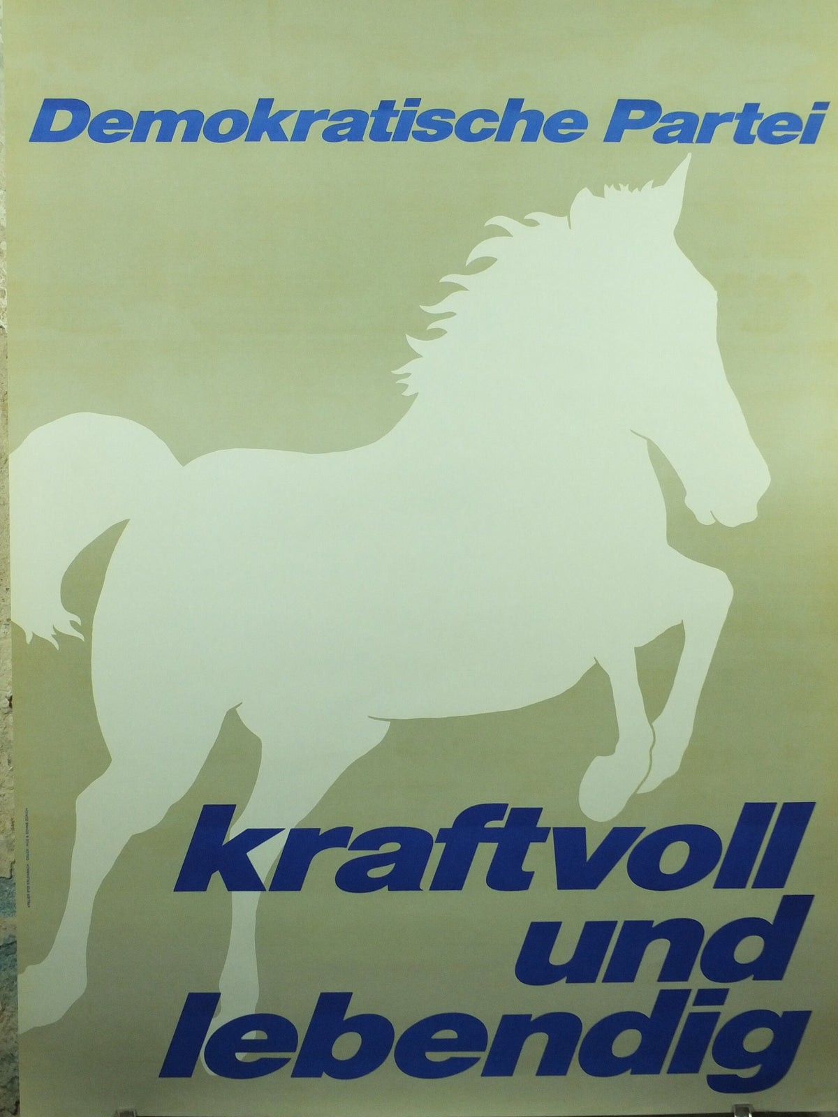 Vintage Democratic Political Poster, jumping horse, powerful and energetic, 1966 political campaign poster, wall art retro 1960s